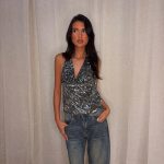 Glitter halter top - Zwart