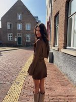 Satin Dress open back - Brown - Afbeelding 2