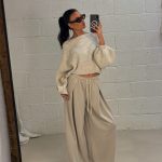Viral wide leg jogging - Creme