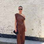 Lucy satin pants - Brown