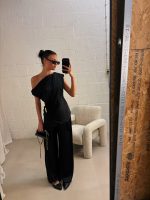 Lucy satin top - Black/gold