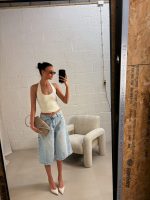 Celine halter topje ribbels - Creme - Afbeelding 2