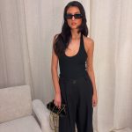 Celine halter topje ribbels - Black