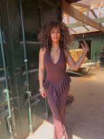 Jess ruffel dress - Brown - Afbeelding 2