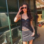 Vera flower corset top - Zwart