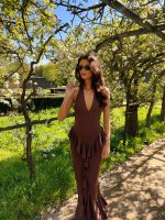 Jess ruffel dress - Brown
