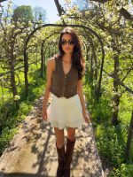 Mocha denim gilet - Brown