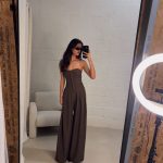 Strapless corset jumpsuit - Brown