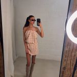 Selena strapless dress - Beige/Red