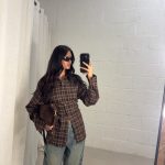 Dahnee ruiten getailleerde blouse - Bruin