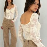 Mia corset lace top - white