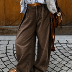 Dina wide leg plooien - Bruin