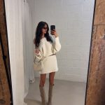 Off shoulder sweater dress - Cream