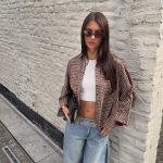 June checked blouse - Brown