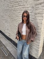 June checked blouse - Brown