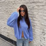 Michelle zip sweater - baby blue