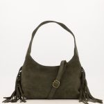 Lilly fringe bag - Green suede