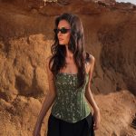 Lace corset top - Olive