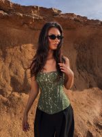 Lace corset top - Olive - Afbeelding 2